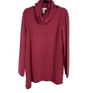 Reset Womens Wool Cashmere Removable Cowl Neck Tunic Sweater Mauve Pink Red
